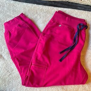 Figs Red Jogger Sweatpants with Tapered Ankle